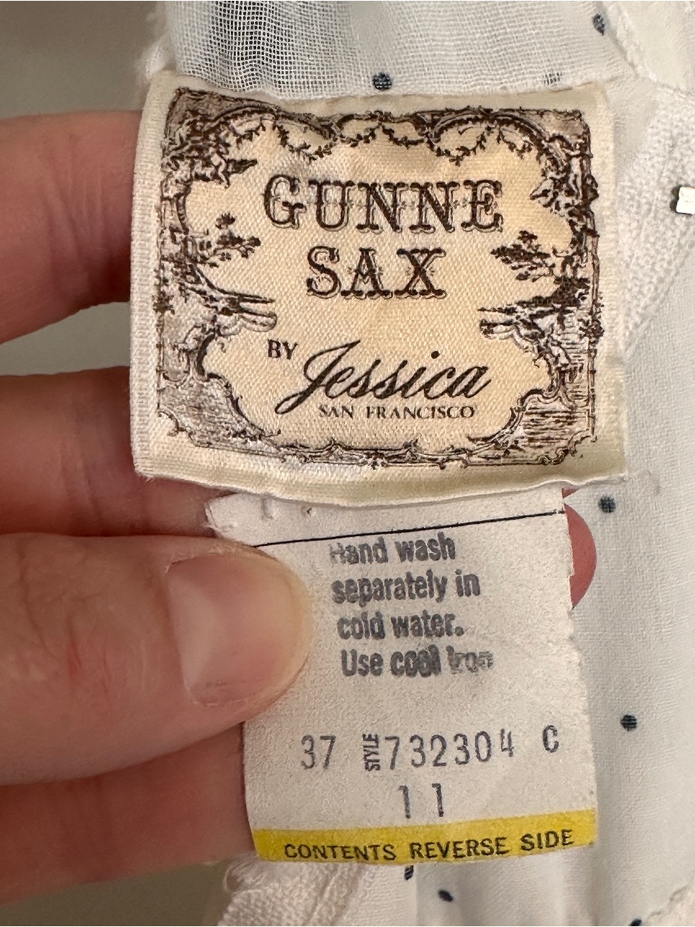 Vintage 70s Gunne Sax White Polka Dot Ruffle Maxi Prairie Dress size 11 - Picture 10 of 11
